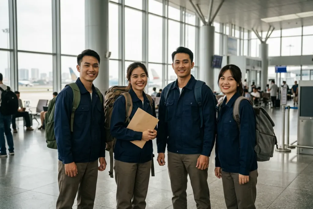 Nhóm lao động trẻ người Việt sẵn sàng bay đi làm việc ở nước ngoài