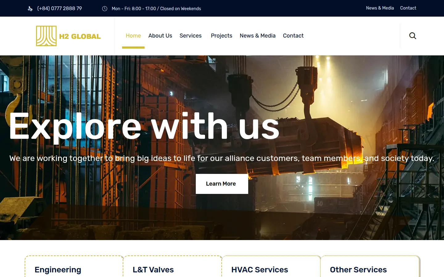 Ảnh chụp trang chủ h2global.vn trên máy tính
