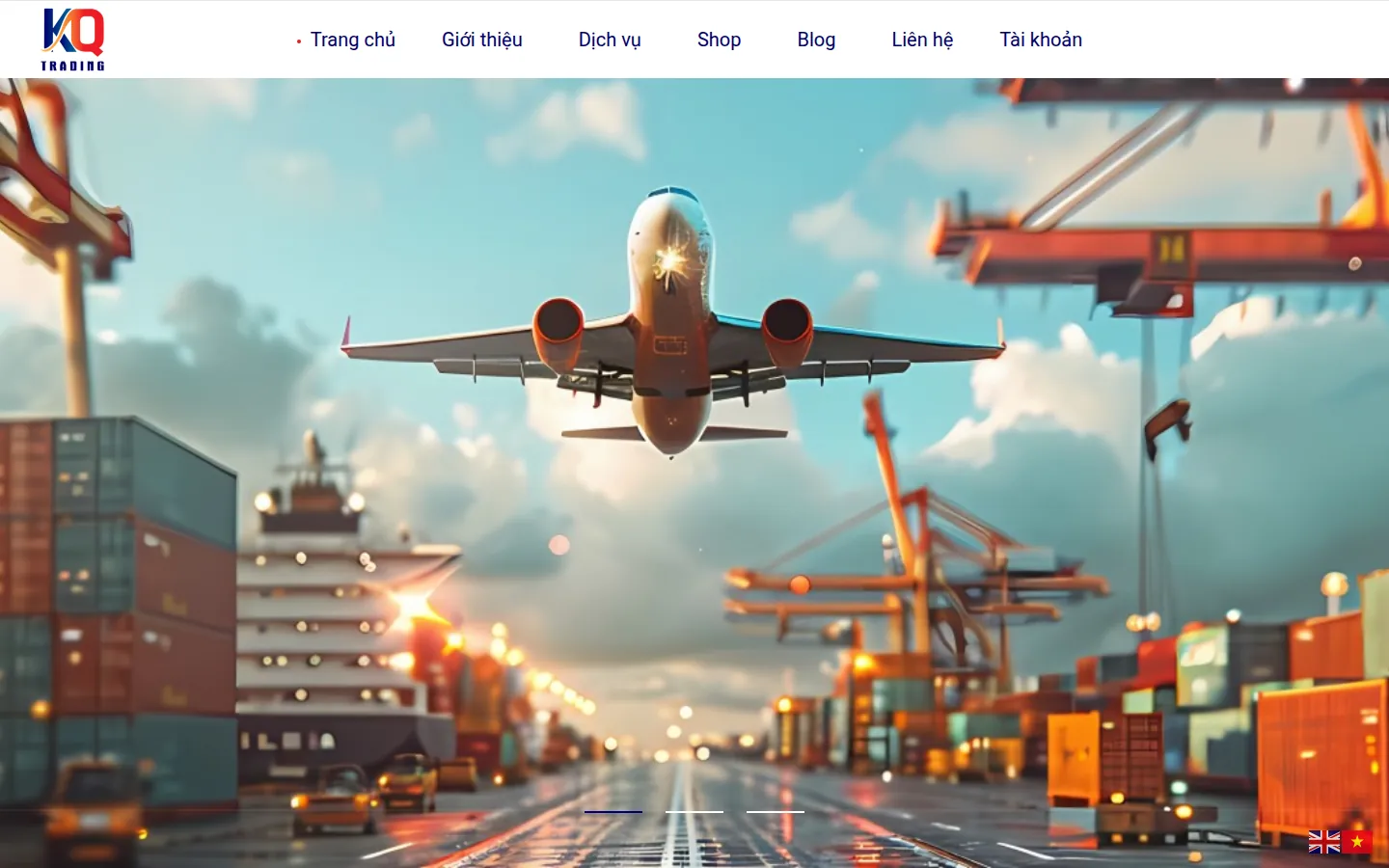 Ảnh chụp trang chủ kqtrading.vn trên máy tính