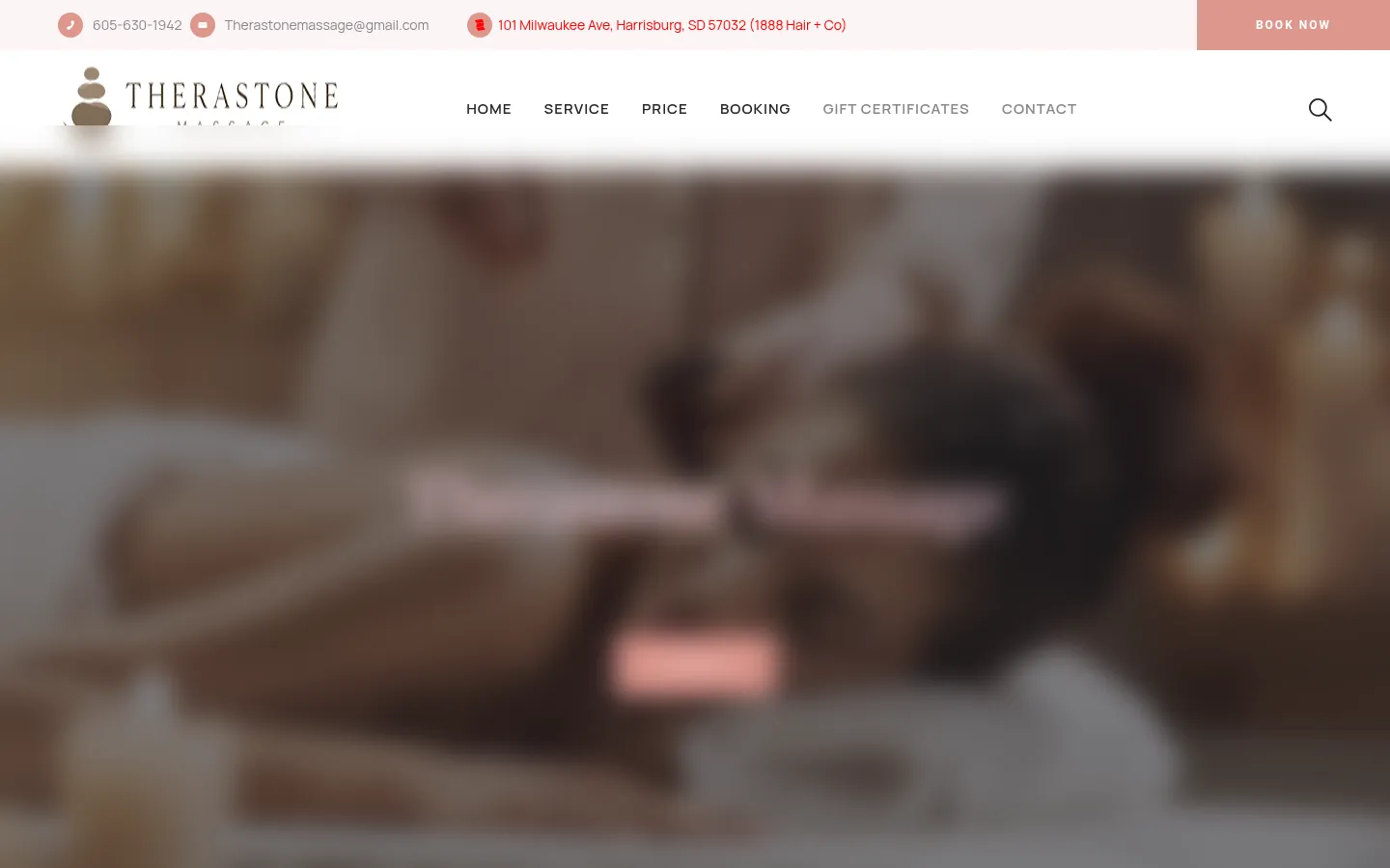 Ảnh chụp trang chủ therastonemassage.com trên máy tính