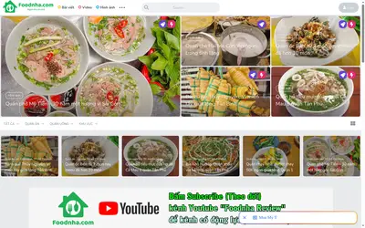 Screenshot of the foodnha.com home page