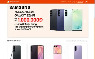 Screenshot of the khuongvietmobile.com home page