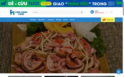 Homepage screenshot of vinhhanhfood.com