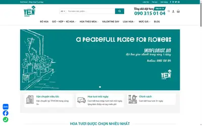 Screenshot of the yenflorist.vn home page